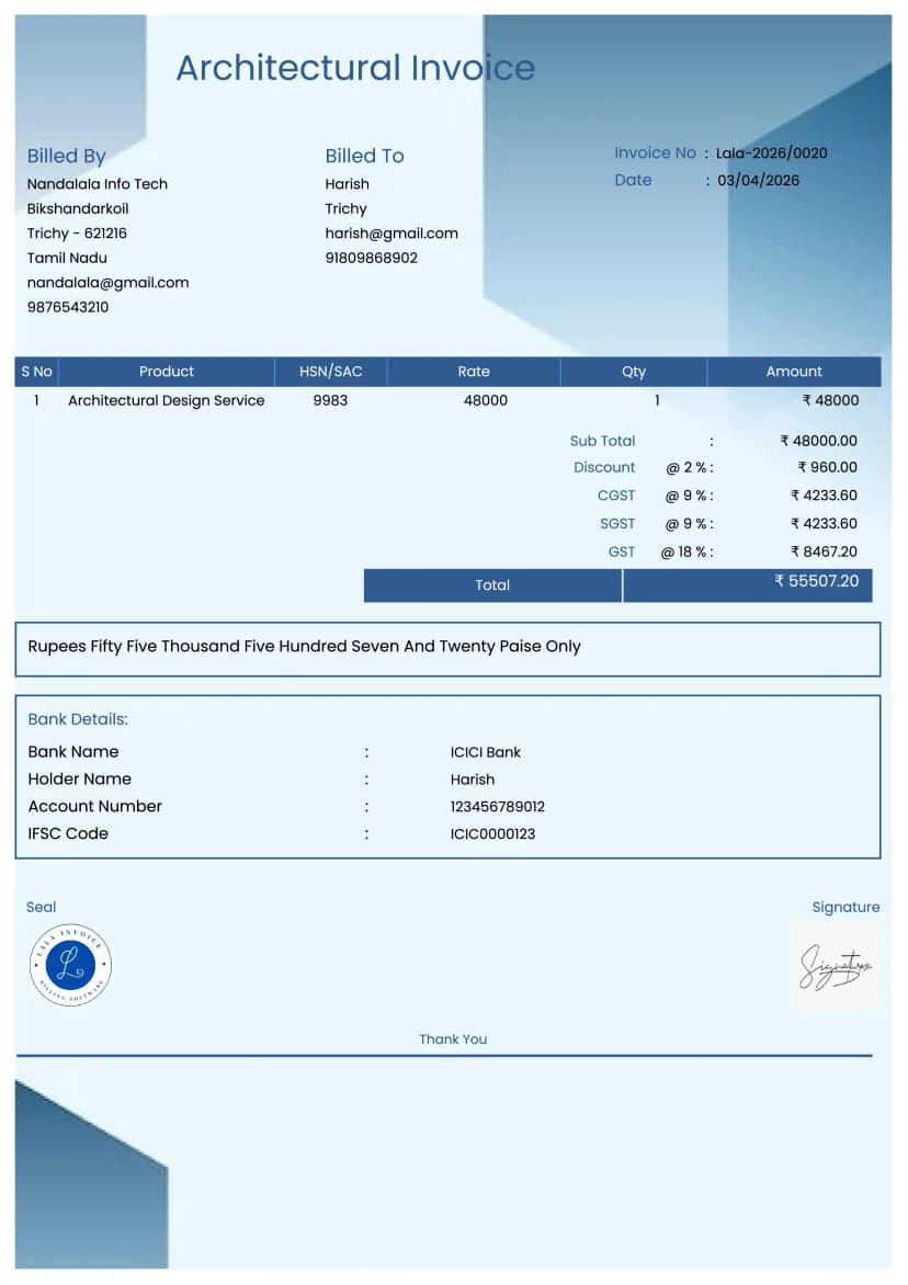 Bill Your Architectural Projects in Minutes | InvoiceFree
