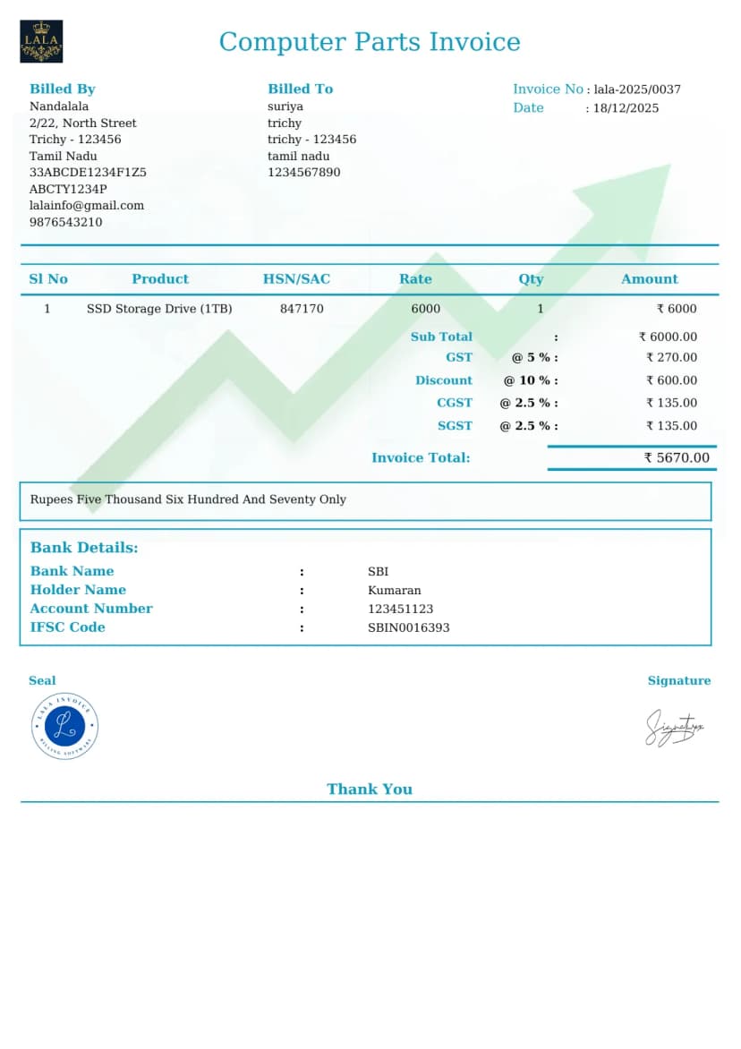 Free & Fast Computer Parts Invoice Generator | InvoiceFree