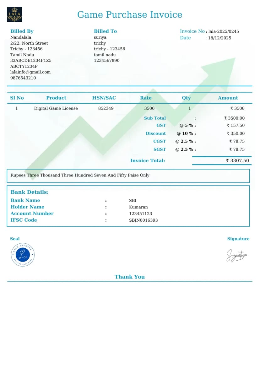 Free Game Invoice Generator Digital & In-Game Sales | InvoiceFree