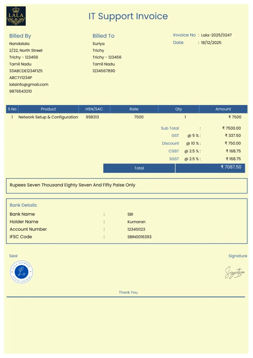 Free IT Support Invoice Generator Online | InvoiceFree