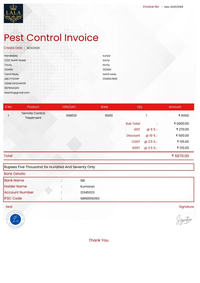 Pest Control Invoice Generator for Service Billing | InvoiceFree