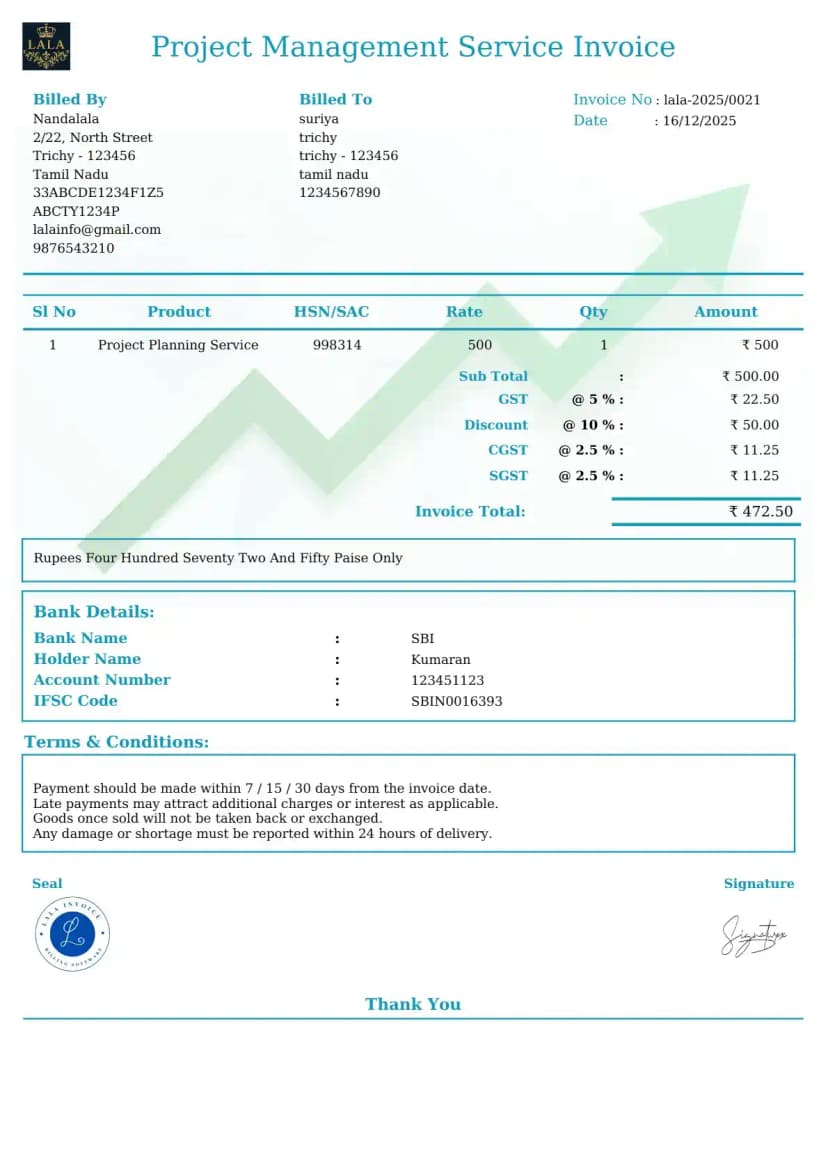 Create Project Management Invoices Free Online | InvoiceFree