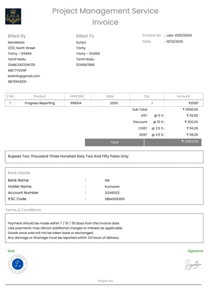 Best GST Billing Software for Project Management | InvoiceFree