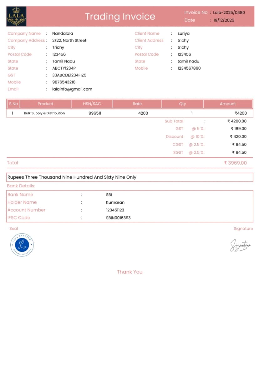 Trading Invoice Generator for GST & Bulk Billing | InvoiceFree
