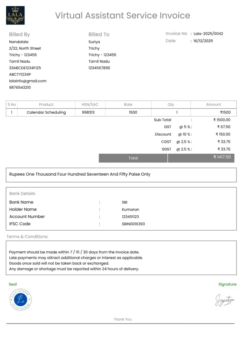 Generate Virtual Assistant Invoices Free & Fast | InvoiceFree