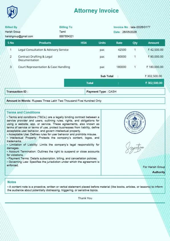 Best Attorney Billing Format | InvoiceFree