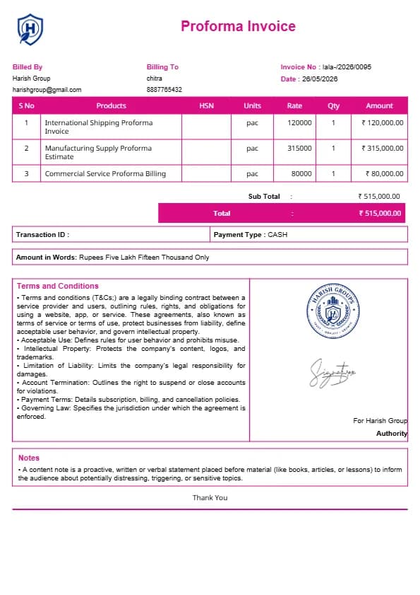 Best Proforma Invoice Format | InvoiceFree