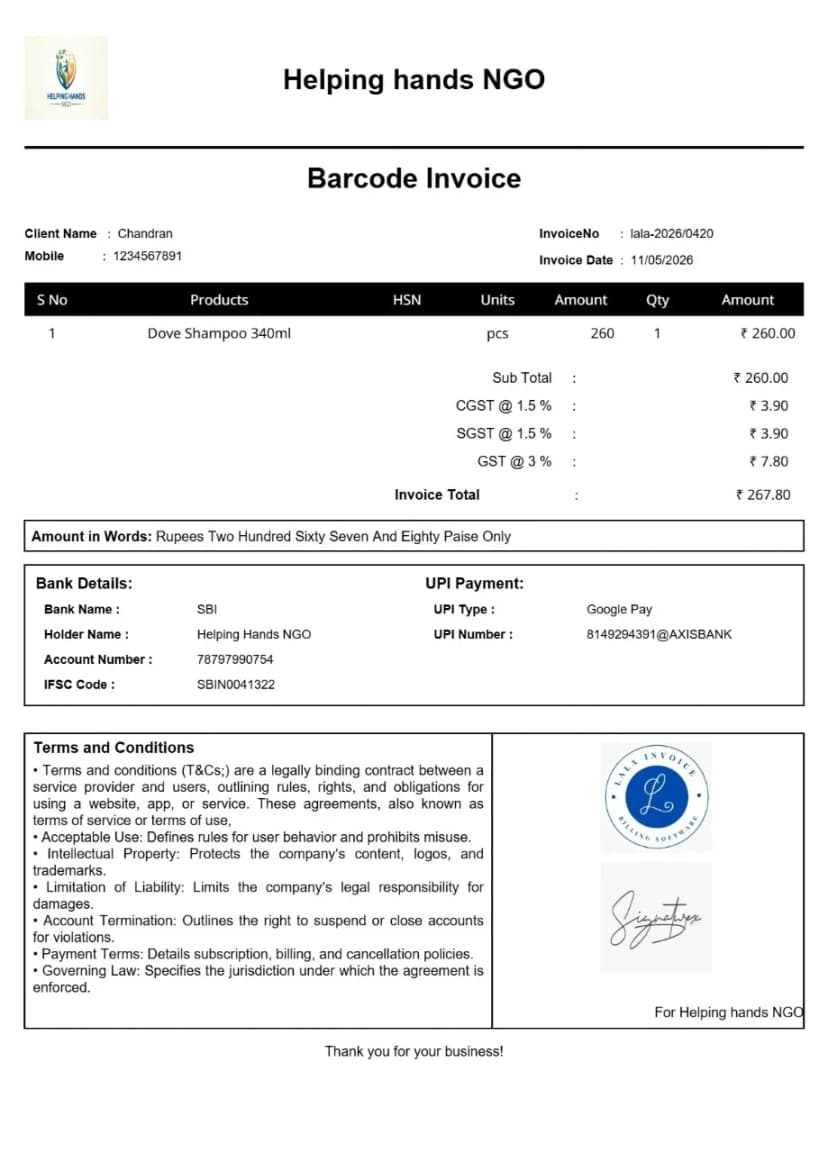 Fast Billing with Barcode Scanner | InvoiceFree