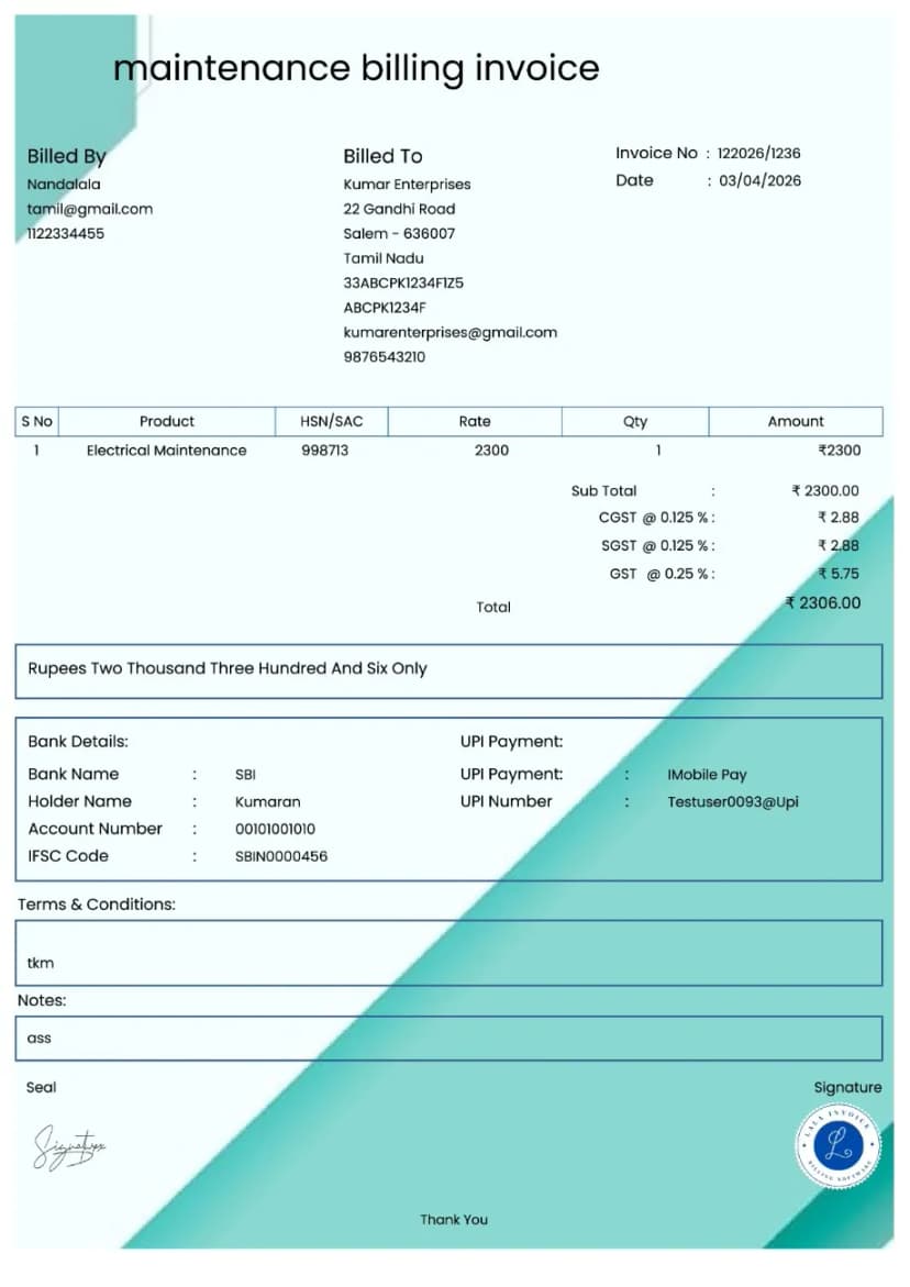 Maintenance Billing Software — AMC & GST Ready | InvoiceFree