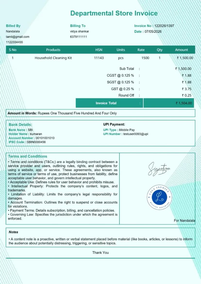Mall Invoice Easy Departmental Store Invoice Generator Free | InvoiceFree