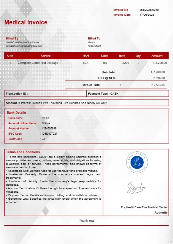 Medical Computer Invoice Free Medical Billing Invoice Generator Online | InvoiceFree