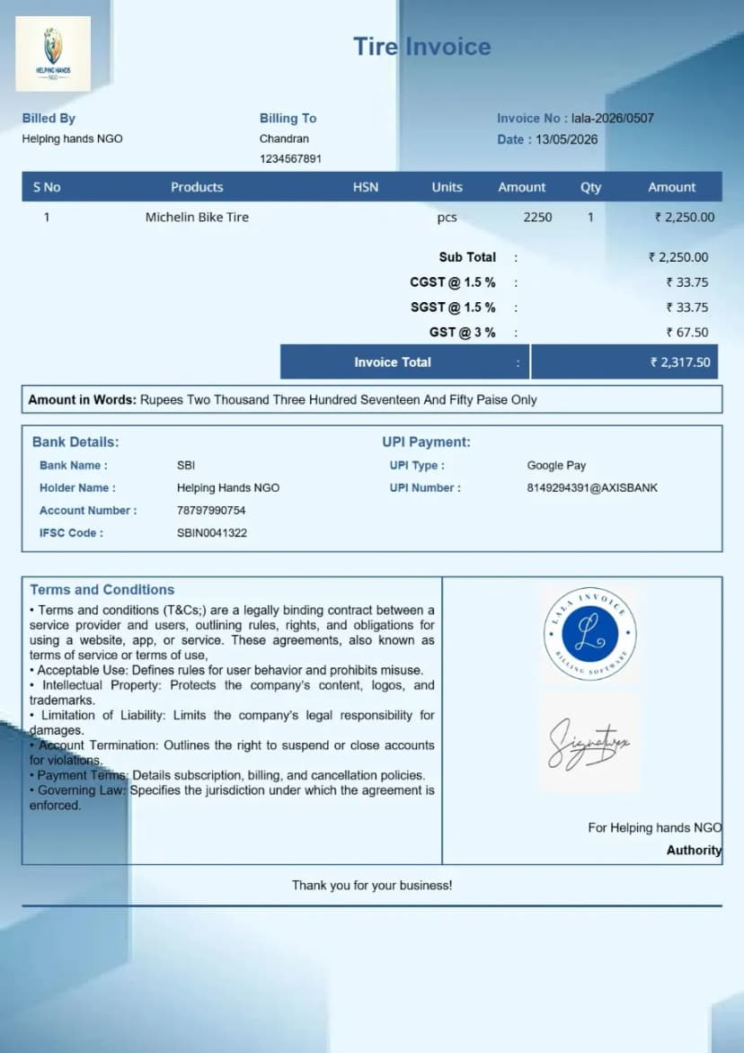 Tire Rotation Invoice Tire Shop Invoice Software | InvoiceFree
