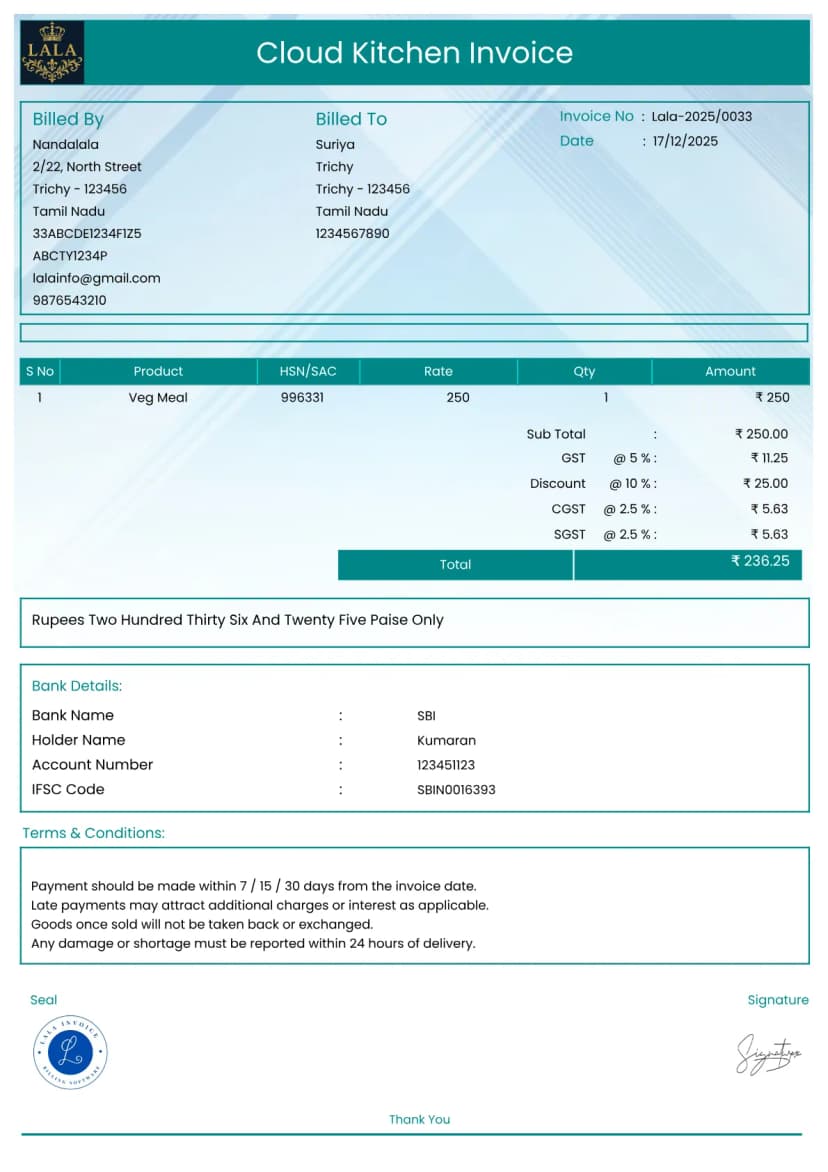 Kitchen Work Invoice India’s No.1 GST Billing & Accounting Software | InvoiceFree
