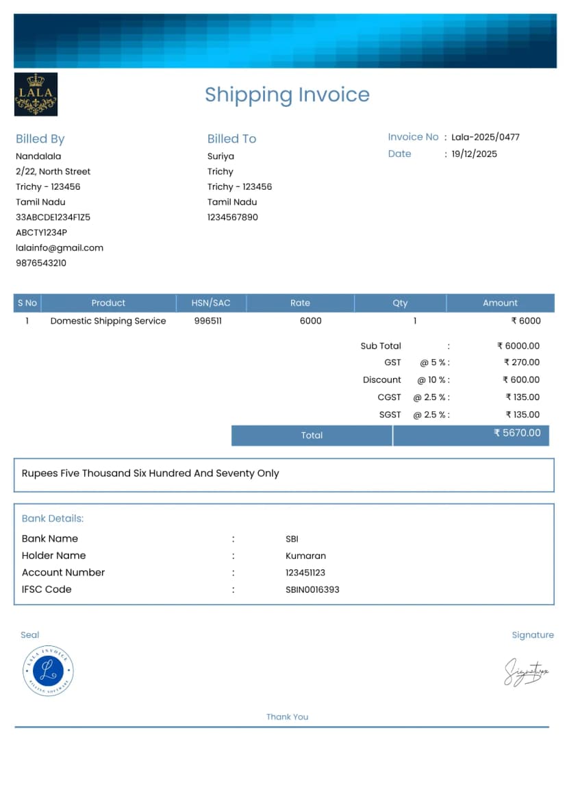 Shipping One Line Invoice Sample Free Shipping Invoice Tool for GST & Freight | InvoiceFree