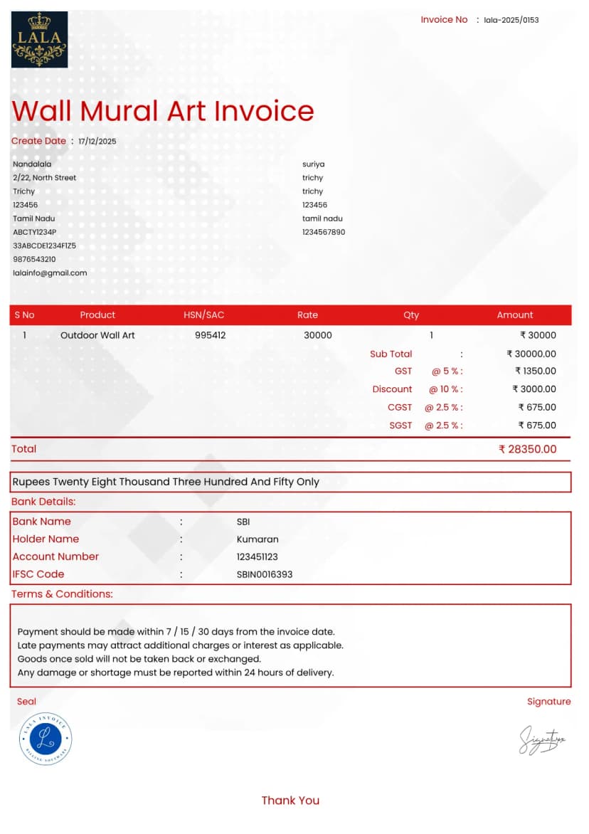 Window Wall Invoice Sample Free Wall Mural & Artwork Invoice Generator Online | InvoiceFree