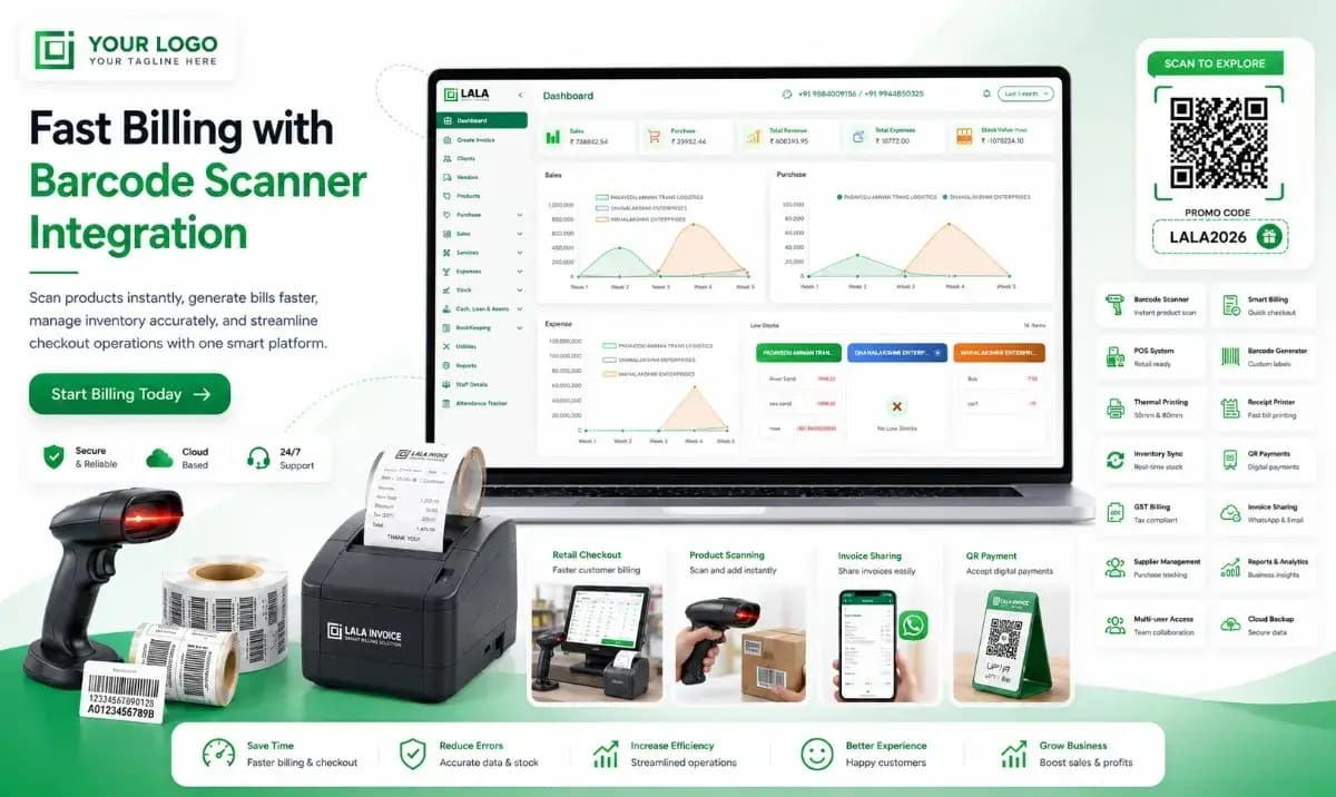 Billing Software with Barcode Scanner Dashboard