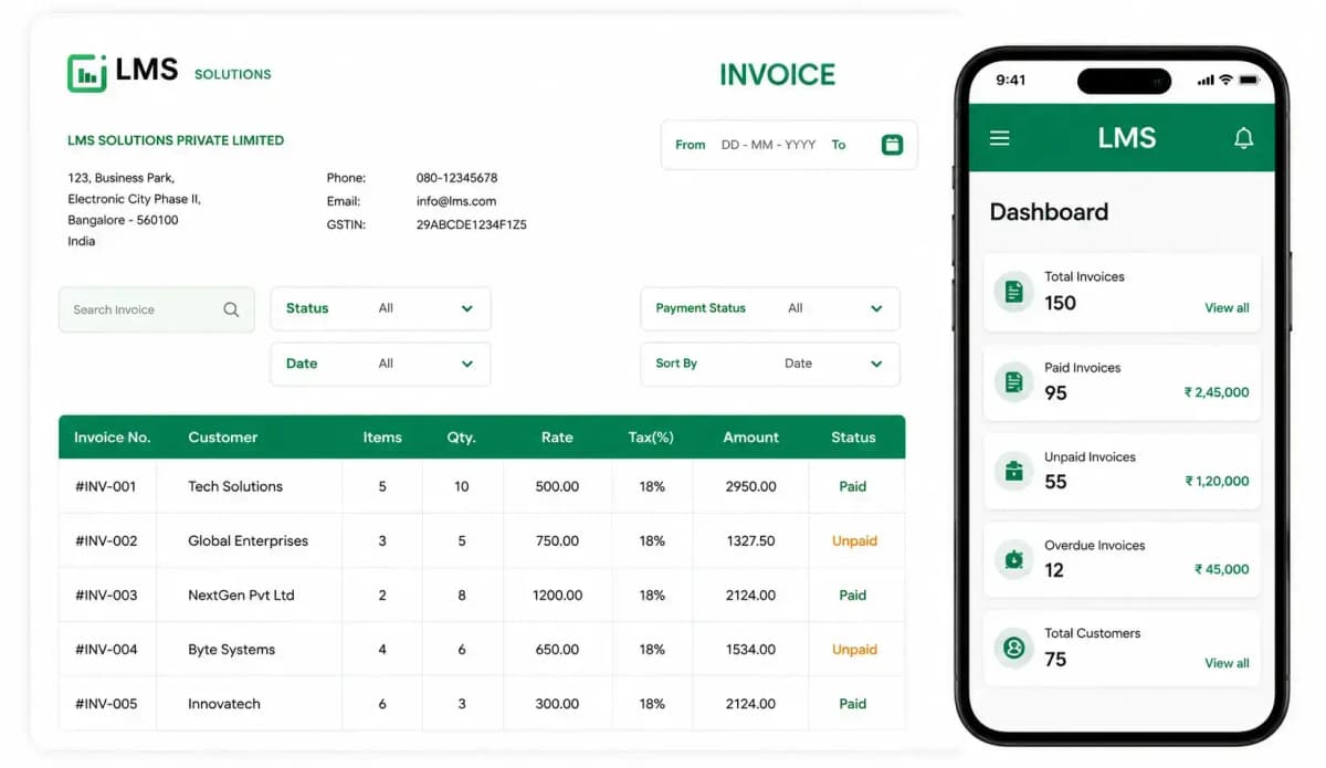 Business Billing Software Dashboard