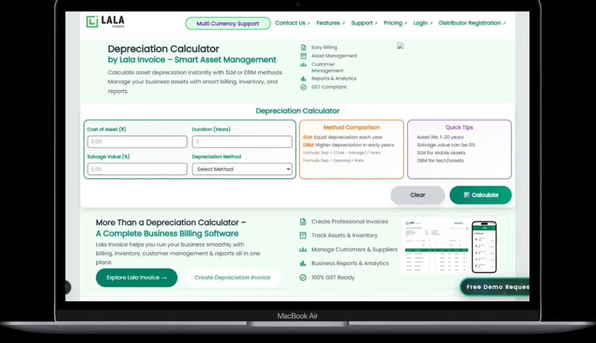 Depreciation Calculator Dashboard