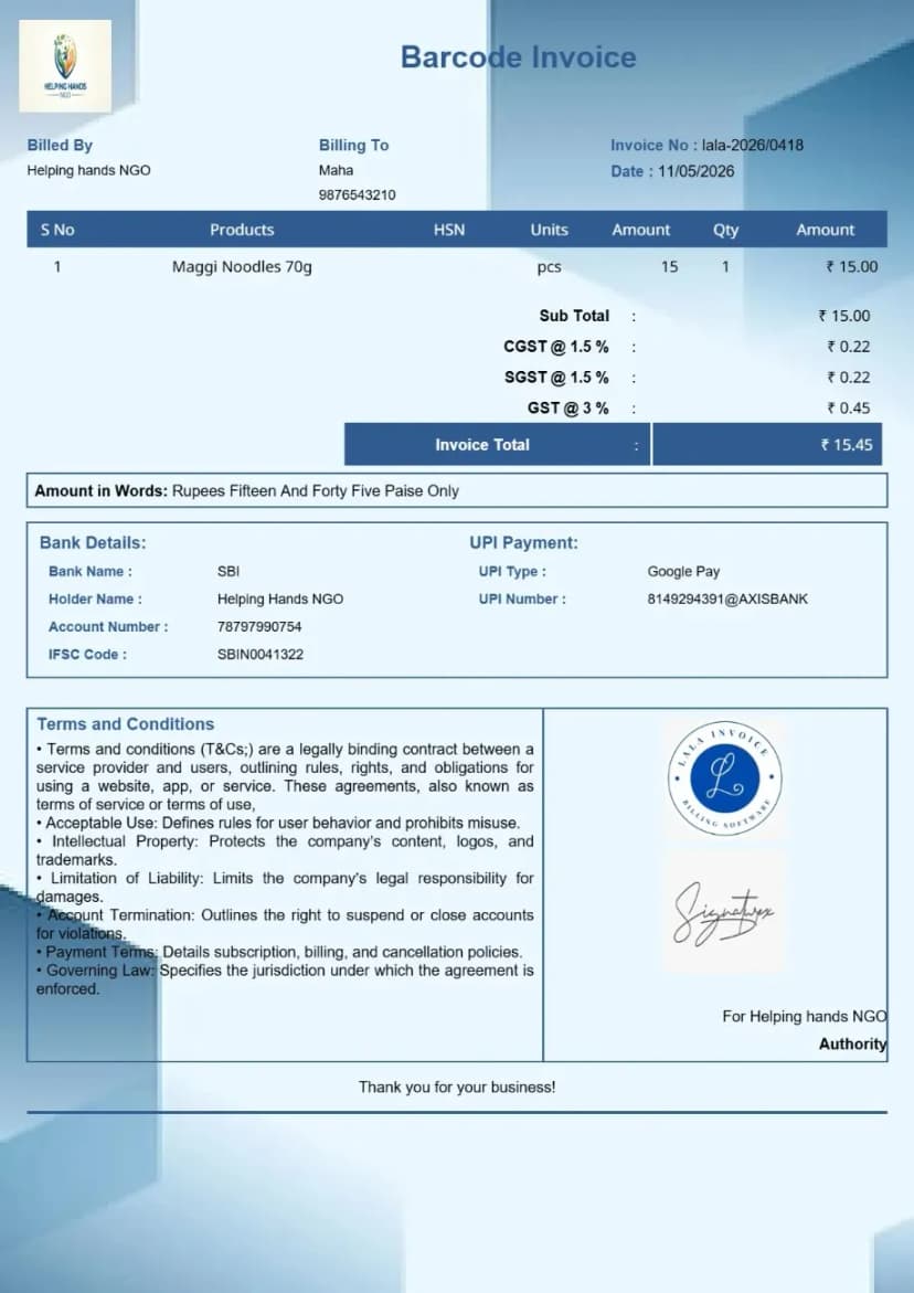 Barcode In Invoice Fast Billing with Barcode Scanner | InvoiceFree