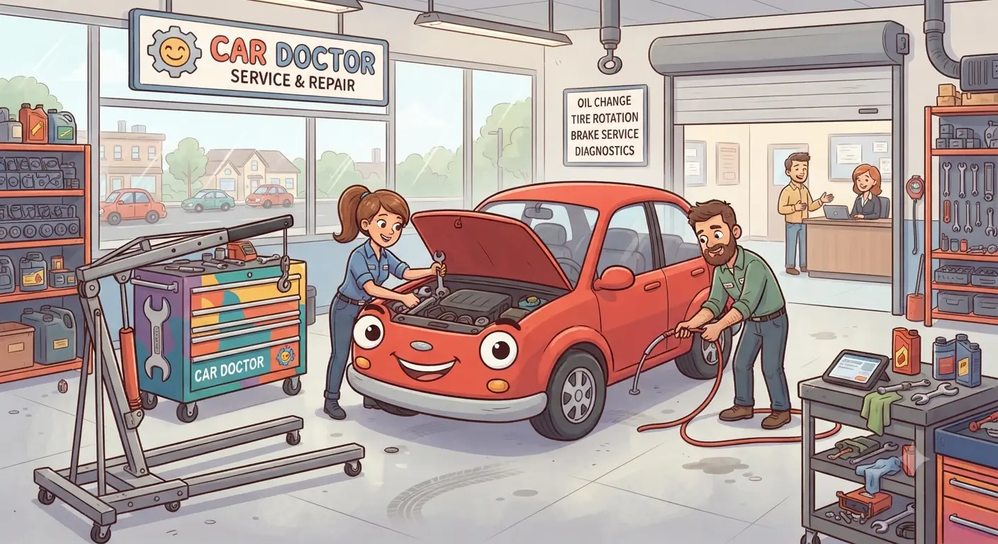 Mechanic servicing a car